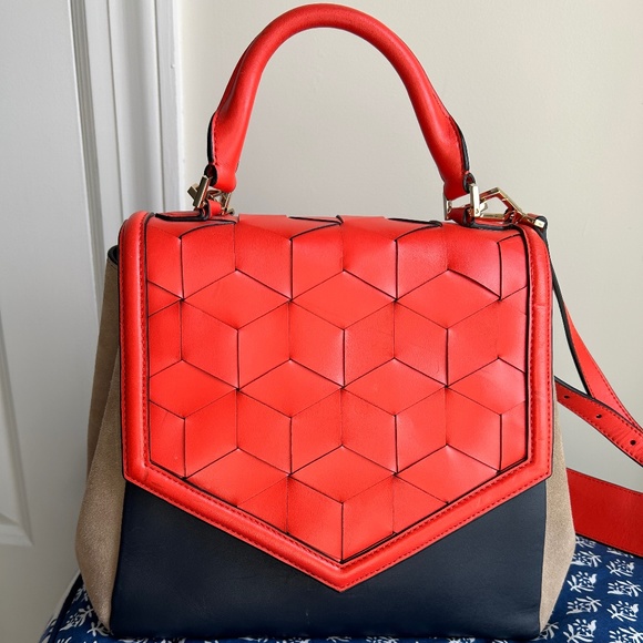 Welden Saunter Leather Suede Handbag Tri-Color Artisian Leatherwork - Picture 1 of 16